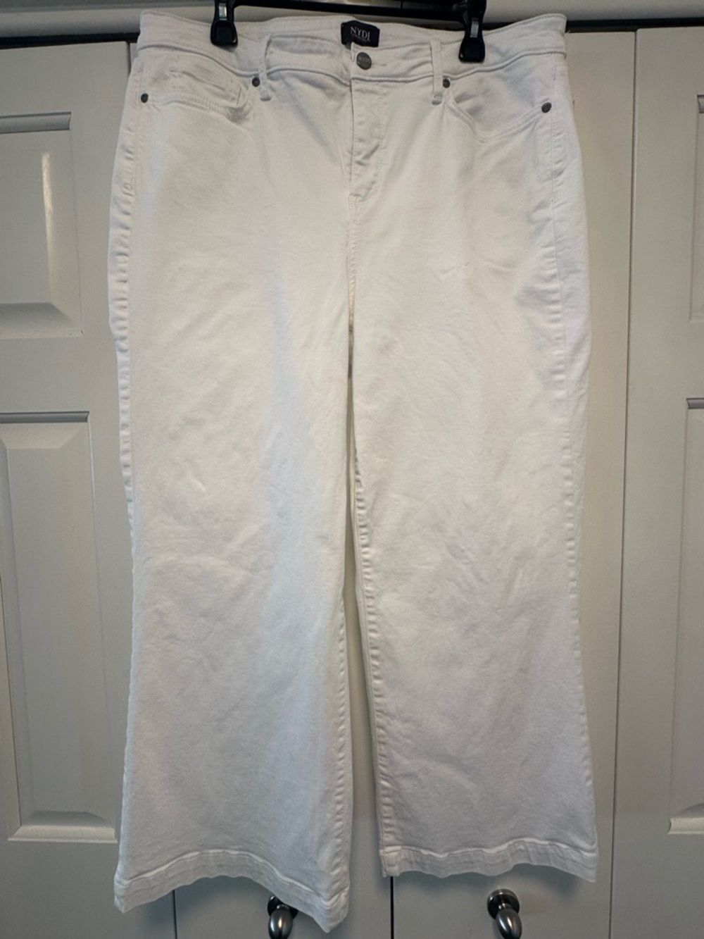 NYDJ White Wide-Leg Flare Jeans.  Size 16